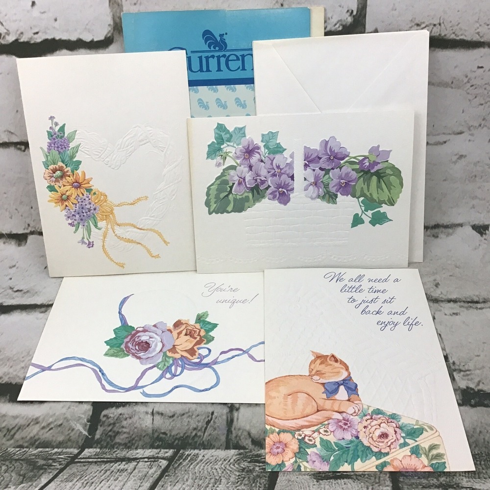Vintage 1986 Current Embossed Friendship Cards With Envelopes Collectible